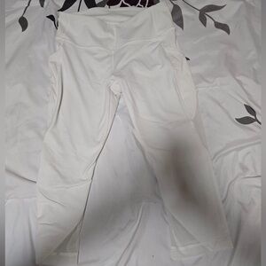 White Lullumon Crop Pants